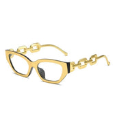 Vintage Chain Frame Clear Cat Eye Glasses